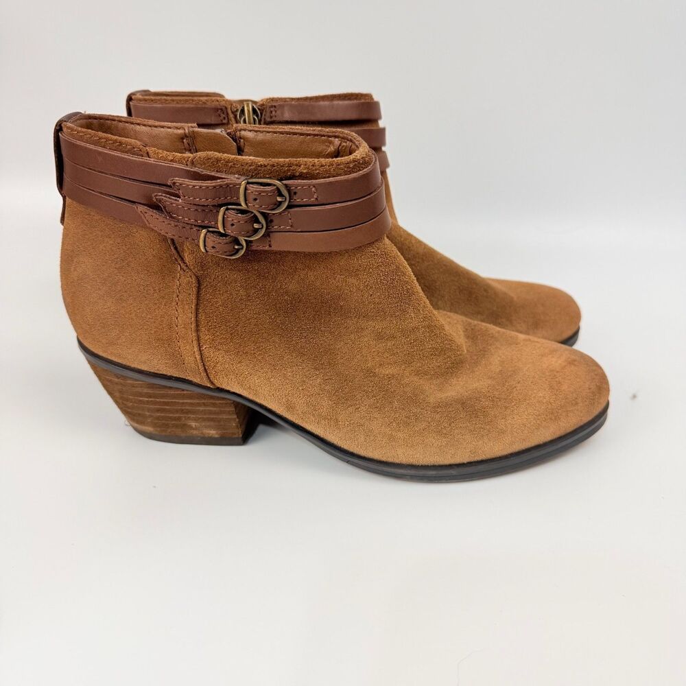 Clarks Artisan Gelata Siena Boots Tan Suede Boot Womens 7 M Ankle Booties